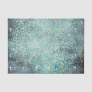 Lavado azul con hongos dorados Papel de descomposi