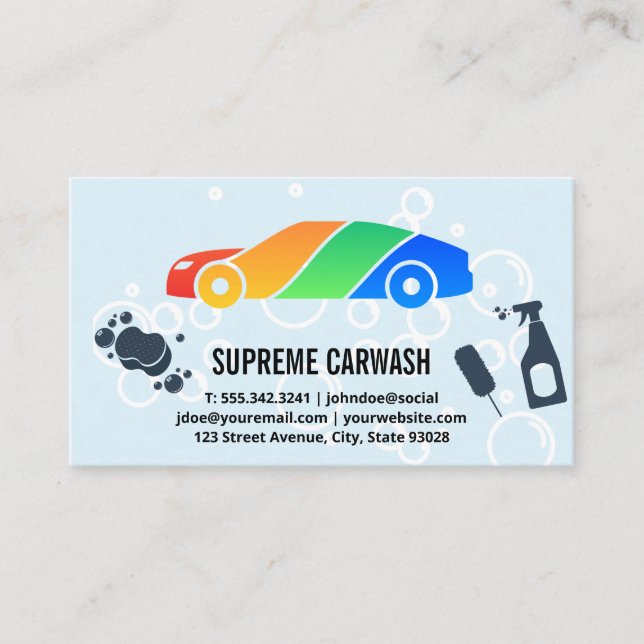 Lavado de coches colorido | Tarjeta de presentació (Anverso)