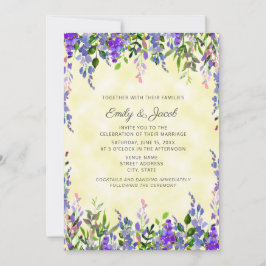 Lavanda acuarela en la invitación a la boda amaril