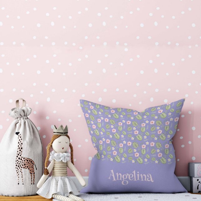 Lavanda acuarela patrón floral almohada de lanzami (Subido por el creador)