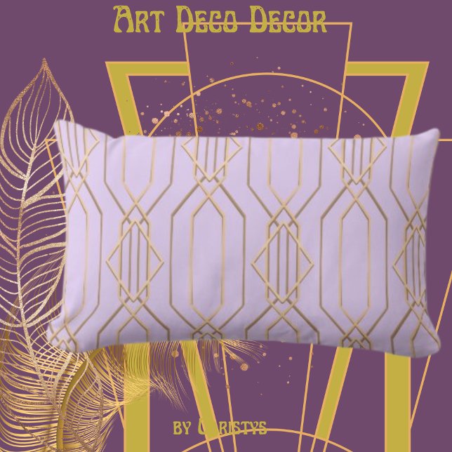 Lavanda Art Deco y almohada dorada lumbar (Subido por el creador)