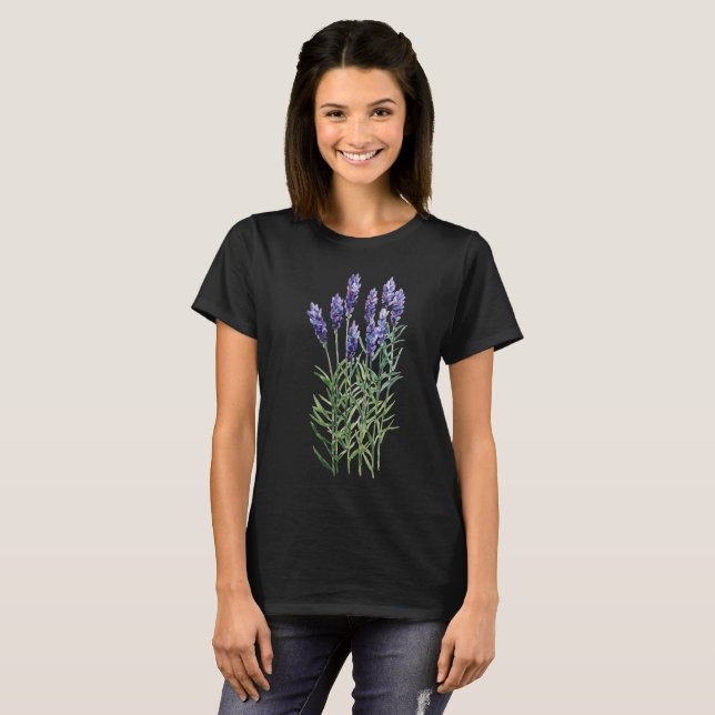 Lavanda, camiseta pintada con acuarela (Anverso completo)