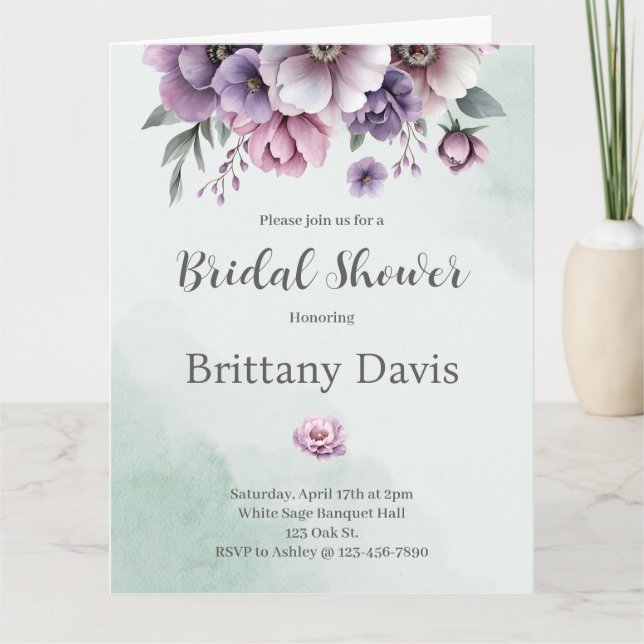 Lavanda con ducha de novia e invitación a la flor  (Anverso)