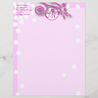 Lavanda con membrete monogramo, rosa y frambuesa