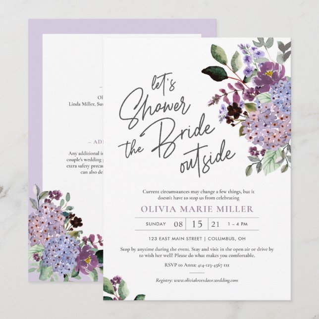 Lavanda conducida por invitación a la ducha nupcia (Anverso / Reverso)