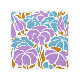 Lavanda contemporánea azul y amarillo arte floral