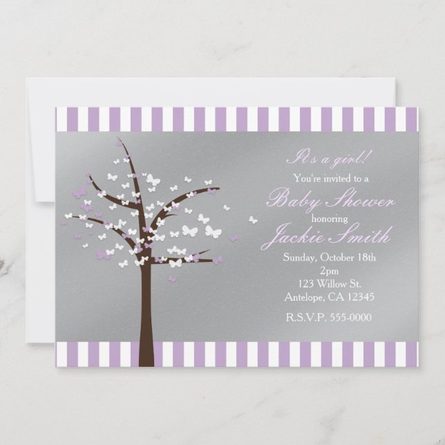 Lavanda de árbol de mariposa e invitación a ducha  (Anverso)