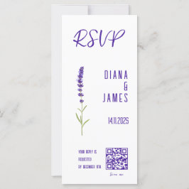 Lavanda de color de agua estilizado código QR Boda