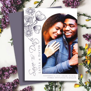 Lavanda de contorno floral Guardar la tarjeta foto