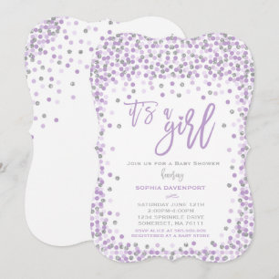 Lavanda de invitaciones Baby Shower Confetti y pla