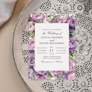 Lavanda de Lilac rústica e invitación a la boda pe