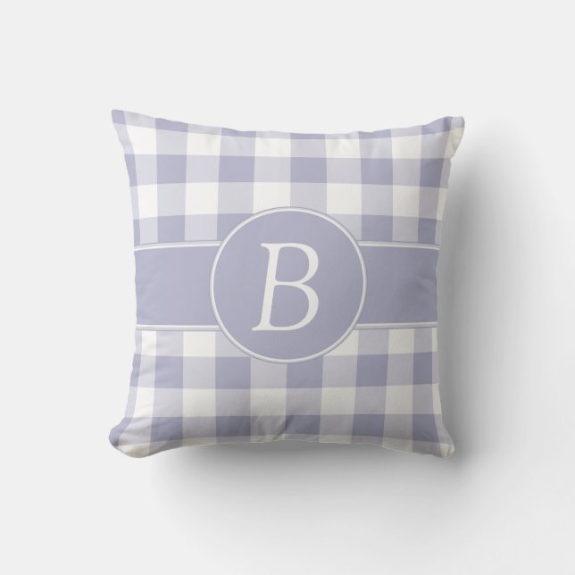 Lavanda de Monogramed y almohada blanca de la (Anverso)