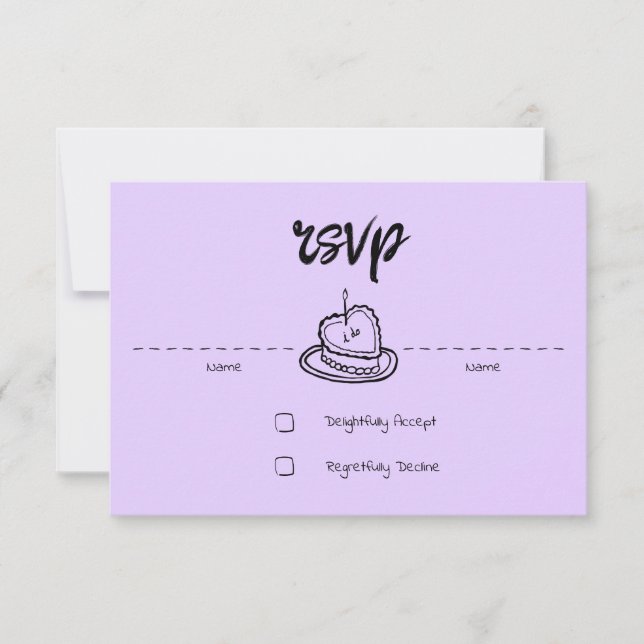 Lavanda de tarjeta RSVP de Penmanship Pastel (Anverso)