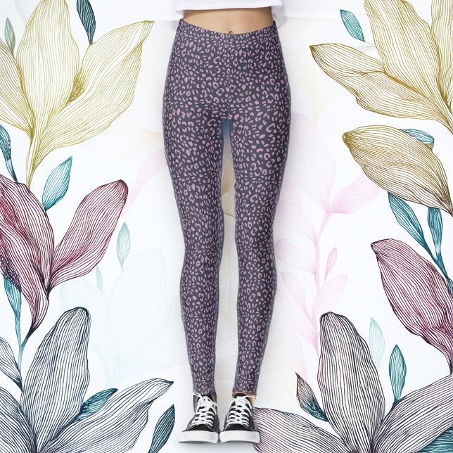 lavanda e impresión de leopardo negro Leggings (Subido por el creador)