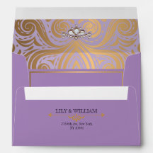 Lavanda Elegante Artdeco Diamante Boda Dorada