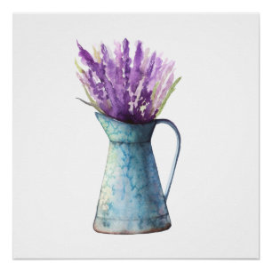 Lavanda en agua puede acuarela Poster impresa