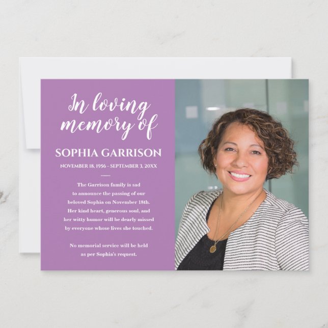 Lavanda En La Invitación De La Muerte De La Foto D (Anverso)