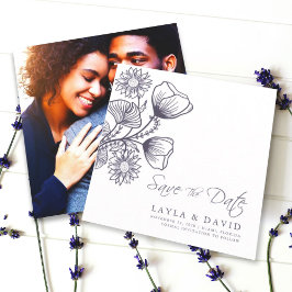 Lavanda Floral Mínima Ahorre La Tarjeta Fotélica D