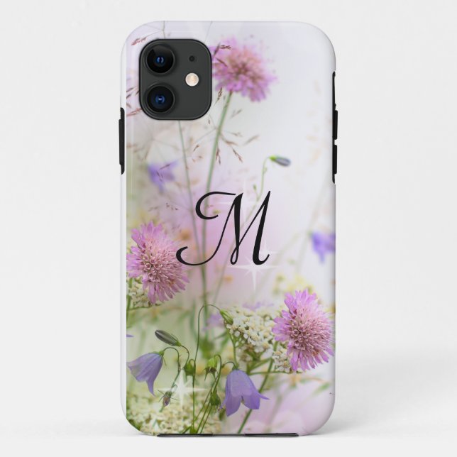 Lavanda Flores salvajes Monograma IPHONE 5 Funda (Reverso)