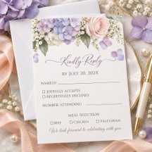 Lavanda Hydrangea Rubor Rosa Boda RSVP