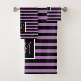 Lavanda inicial personalizado y rayas negras