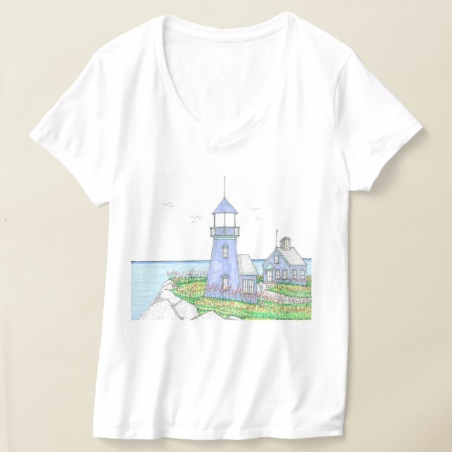 Lavanda ligera de camiseta Vneck de faro morado (Distribución )