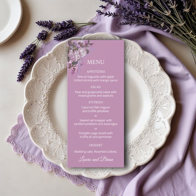 Lavanda, Lilacs, Rosas, menú Boda (Subido por el creador)