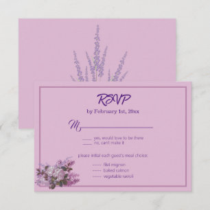 Lavanda, Lilacs, Rosas, tarjeta RSVP de boda
