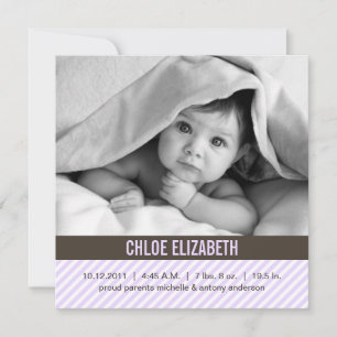 Lavanda moderna Pinstripes Invitaciones para bebés