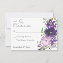 Lavanda morada y floral violeta sin tarjeta RSVP d