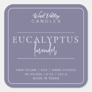 Lavanda púrpura etiqueta moderna de la vela minima