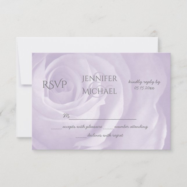 lavanda rosa floral simple boda elegante RSVP (Anverso)