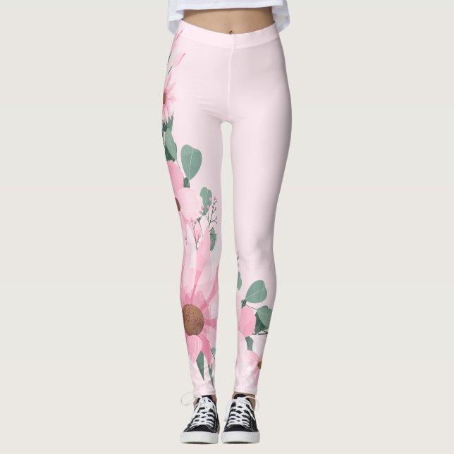 Lavanda Rubor Pink Floral Leggings (Anverso)
