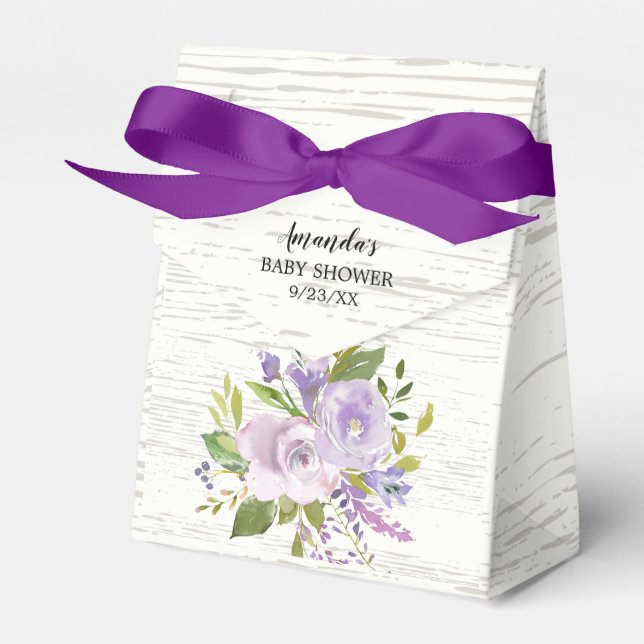 Lavanda Rústica Flores Caja de Favor Baby Shower (Front Side)