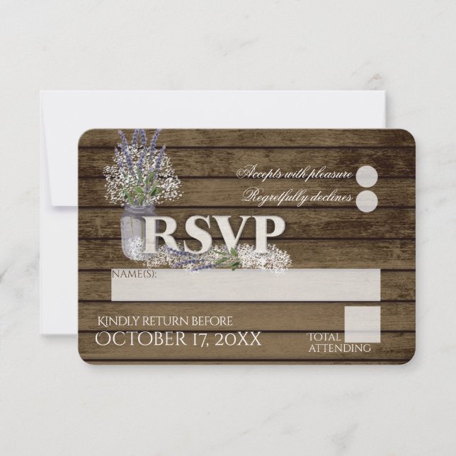 Lavanda rústica y Boda RSVP por la respiración del (Anverso)