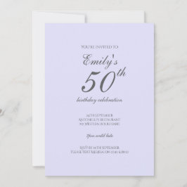 Lavanda suave Minimalista 50.ª invitación de cumpl