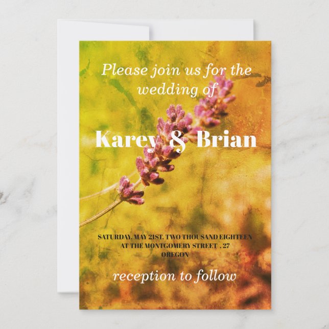 Lavanda, tarjeta Boda floral romántica (Anverso)