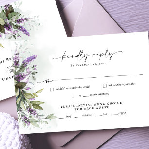 Lavanda verde Boda de escritura Minimalista RSVP