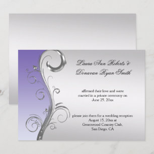 Lavanda Vintage y Boda postal Silver Ornate