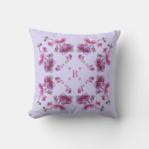 Lavanda Violeta Roja Orquídea Almohada Cuadrada