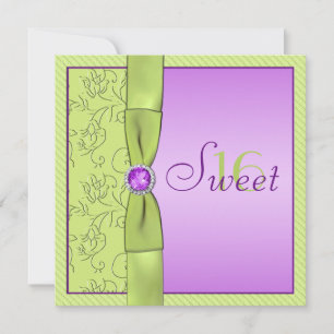 Lavanda y Chartreuse Dulce Dieciséis invitaciones
