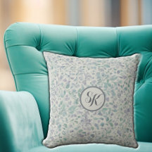 Lavanda y Cojín decorativo Mongrama de hojas verde