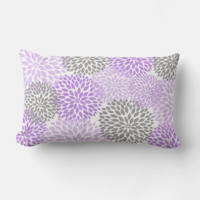Lavanda y Dahlia gris/Mamá de almohada rectangular (Anverso)