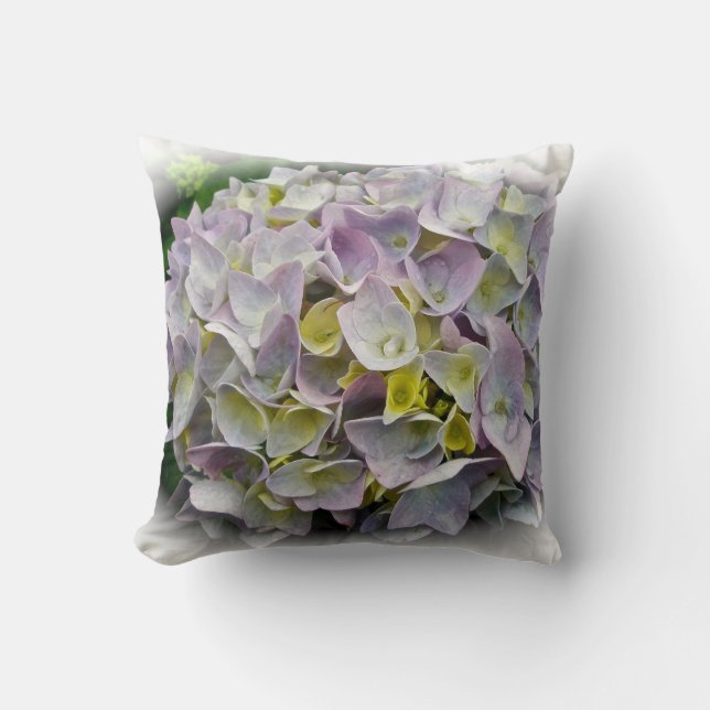 Lavanda y flores de hidrangea amarilla - almohada (Anverso)