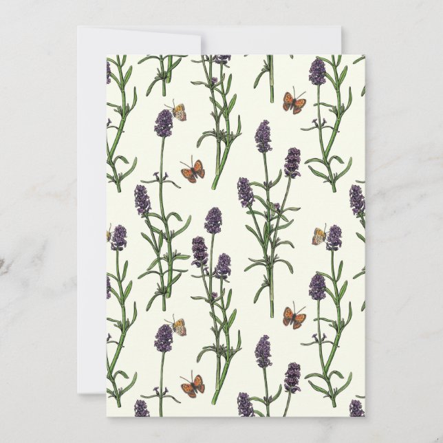 Lavanda y mariposas en blanco roto (Anverso)