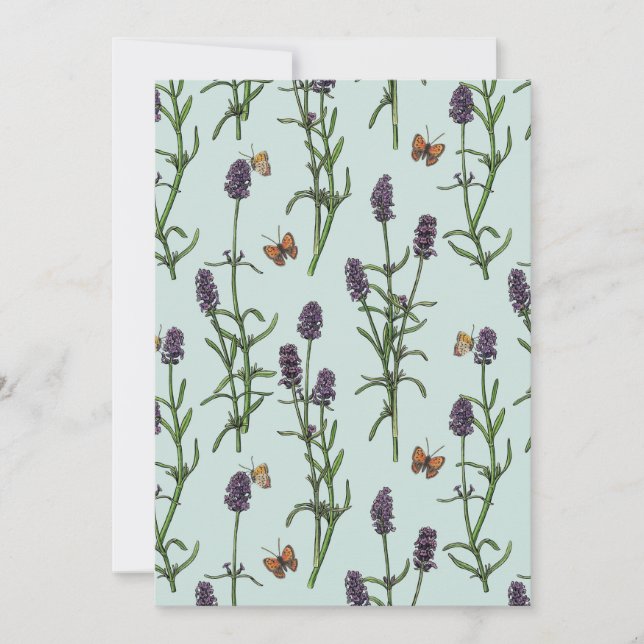 Lavanda y mariposas en vidrio marino (Anverso)