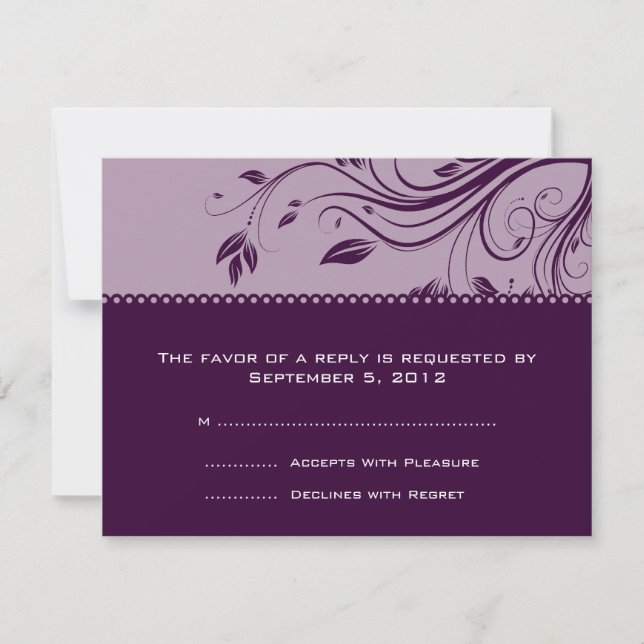Lavanda y nalgas moradas Florales Boda RSVP (Anverso)
