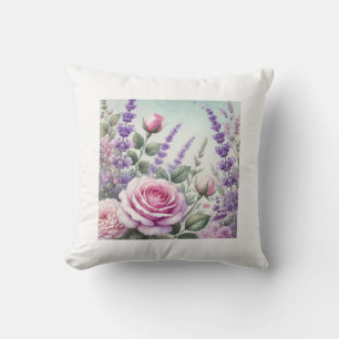 Lavanda y Rosa Cojín decorativo Jardín