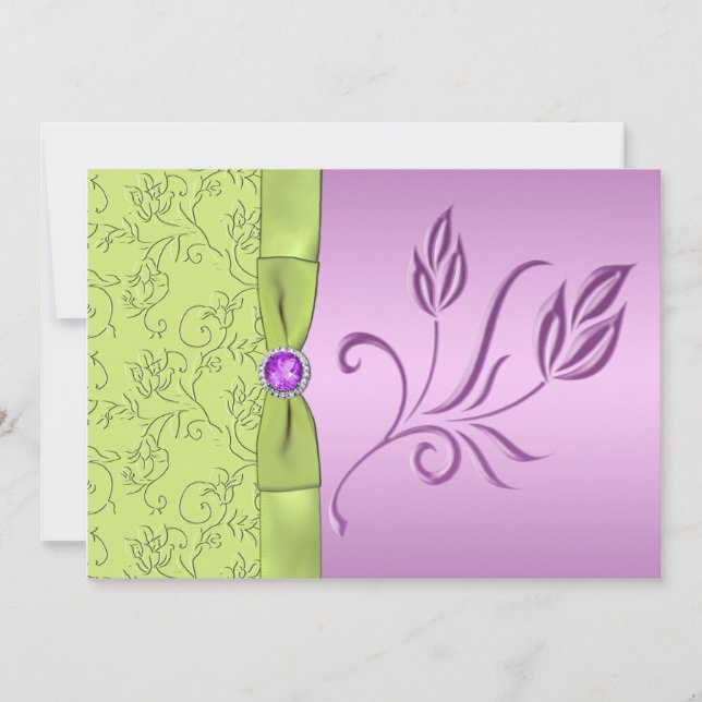 Lavanda y verde Jeweled casando la invitación (Anverso)