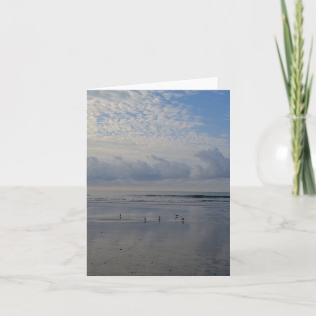 Lavanderas en la tarjeta de nota de la playa de la (Anverso)